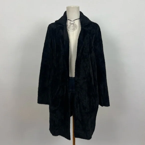 Liverpool Los Angeles Black Fuzzy Faux Fur Knit cardigan sweater. NWOT! - Picture 4 of 8